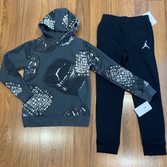 Nike Air Jordan Youth Boy Hoodie PANTS Tracksuit 2pc Size M-10/12 L-14/16 New - Picture 2 of 5